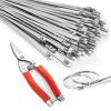 DAFONSO Heavy Duty & Corrosion-Resistant Stainless Steel Zip Ties Kit with Metal Scissors-11.8 Inch, 50 Pieces-Ideal for Machinery, Vehicles, Exhaust Wrap, Farms, Pipes, Cables & Outdoor Fence view 1