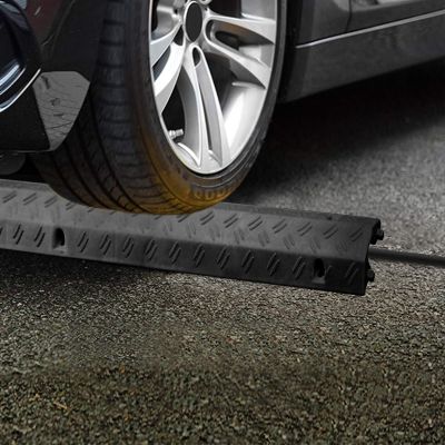 YLLSMGS Drive Over Cable Protector 1 Channel Cable Ramps 2000 Lbs Max with Fixing Holes Speed Bumps for Outdoor & Indoor Use(Black)