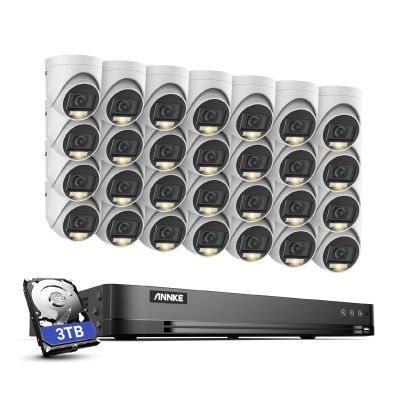ANNKE 3K Security Camera System, 32 Channel 3K Lite AI DVR, 28x 3K/5MP Outdoor IP67 Waterproof CCTV Turret Cams with Smart Color Night Vision, Built-in Mic, AI Human/Vehicle Detection, 3TB Hard Drive