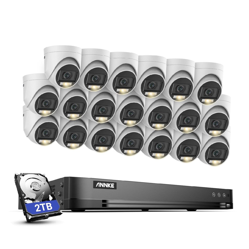 ANNKE 3K Security Camera System, 32 Channel 3K Lite AI DVR, 20x 3K/5MP Outdoor IP67 Waterproof CCTV Turret Cams with Smart Color Night Vision, Built-in Mic, AI Human/Vehicle Detection, 2TB Hard Drive
