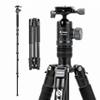 Fotopro 62.4" Aluminum Camera Tripod with Ball Head, Detachable Monopod with Quick Release Plate, Inverted Center Column, Max Load 10kg/22 lbs, X-Go Chameleon E 2