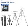 Fotopro 71.25" Aluminum Fluid Head Tripod for Video, 360 Pan, -75/+90 Tilt, Heavy Duty Tripod Stand with 1/4" & 3/8" QR Plate, Mid-Level Spreader for DSLR Camera Camcorder, Max Load 17.6 lbs, DV-3A view 2