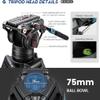 Fotopro 71.25" Aluminum Fluid Head Tripod for Video, 360 Pan, -75/+90 Tilt, Heavy Duty Tripod Stand with 1/4" & 3/8" QR Plate, Mid-Level Spreader for DSLR Camera Camcorder, Max Load 17.6 lbs, DV-3A view 4