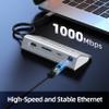 intpw P9R USB C Hub Ethernet, 10-in-1 USB-C Docking Station, Aluminum USB to Ethernet Adapter with 4K HDMI, PD 100W, 1Gbps RJ45, Type-C & 2 A 3.0 5Gbps, 2 Type-A 2.0, SD/TF Slot for MacBook, iPad view 3