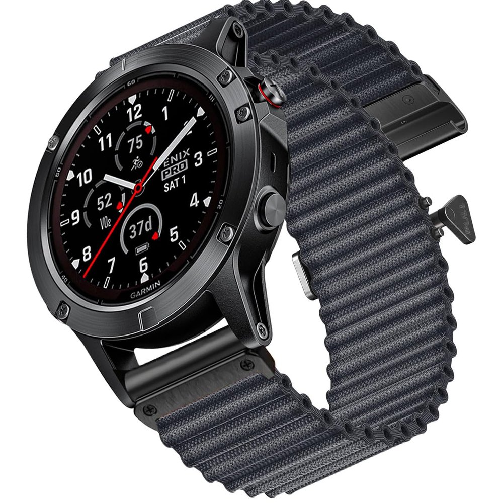 Ocean Ultra Trail Band 26mm Designed for Garmin Fenix 8 51mm/Fenix 6X/Fenix 7X/Fenix 5X Plus/Fenix 6X Pro/Fenix 3/Fenix 3 HR/Tactix Delta,Quickfit 26 Watch Nylon Bands (Dark Gray, 26MM)