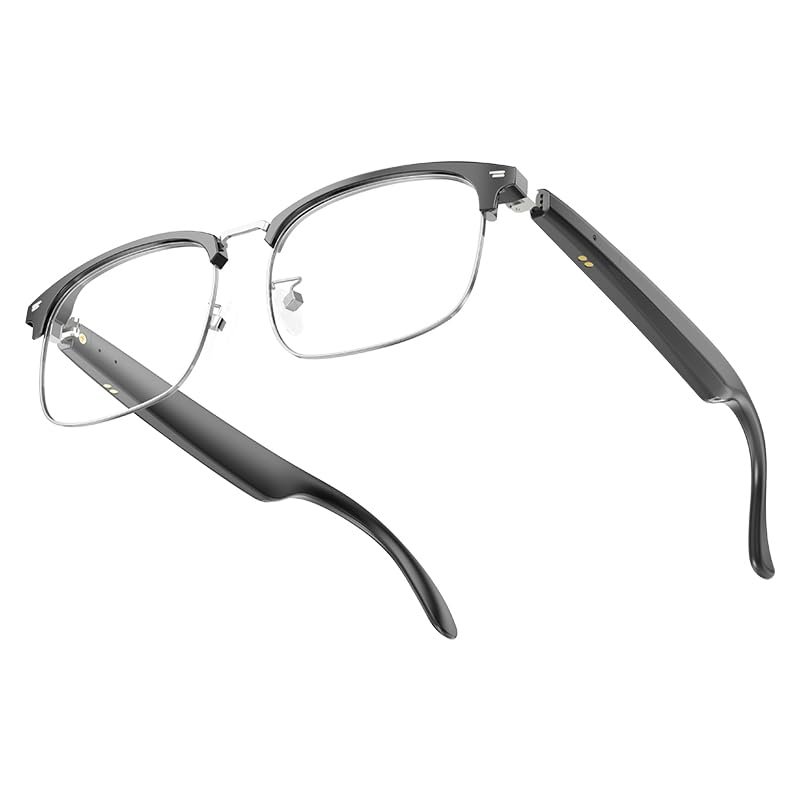 Enzemit Ai Translator Glasses, Translator Smart Glasses, Smart Bluetooth Glasses, Music Bluetooth Sunglasses, Supports 138 Languages for Traveling,Doing Business and Making Friends (Black Silver)
