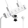 40W Fast Charging Station,Desk Clamp Power Strip 20W USB C,8 Outlets,8 USB Ports,4 USB C and 4 USB A, Office Furniture Surge Protector, 14AWG Cord, Fits 1.9" Tabletop Edge (White, 10FT Length) view 1