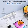 40W Fast Charging Station,Desk Clamp Power Strip 20W USB C,8 Outlets,8 USB Ports,4 USB C and 4 USB A, Office Furniture Surge Protector, 14AWG Cord, Fits 1.9" Tabletop Edge (White, 10FT Length) view 2
