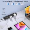 40W Fast Charging Station,Desk Clamp Power Strip 20W USB C,8 Outlets,8 USB Ports,4 USB C and 4 USB A, Office Furniture Surge Protector, 14AWG Cord, Fits 1.9" Tabletop Edge (Black, 10FT Length) view 2