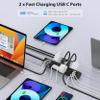 40W Fast Charging Station,Desk Clamp Power Strip 20W USB C,8 Outlets,8 USB Ports,4 USB C and 4 USB A, Office Furniture Surge Protector, 14AWG Cord, Fits 1.9" Tabletop Edge (Black, 10FT Length) view 3
