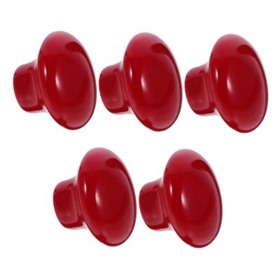 COOLHIYA 5pcs Round Ceramic Drawer Knobs Pull Handles Small Red for Cabinet Furniture Upgrade