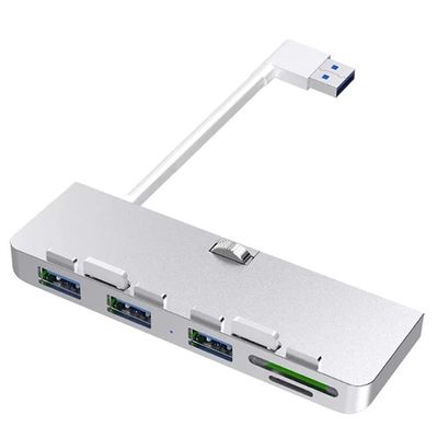 Aluminum Alloy Hub Port Adapter Splitter with Card Reader for unibody Computer (Color : Silver Size : One Size) (Silver One Size)