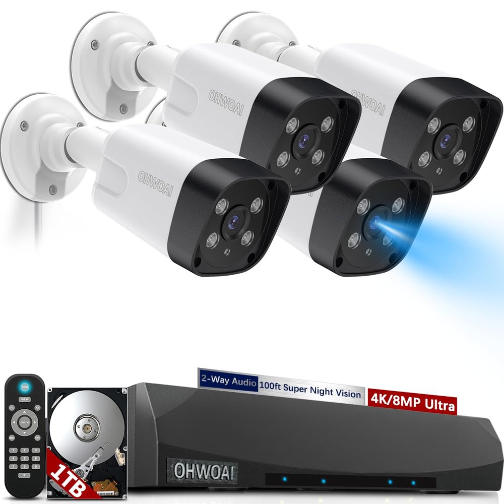 2-Way Audio & Dual Power ModeOutdoor Wired Security Camera System, Home Surveillance Video Equipment, POE Security Systems
