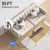 NTONPOWER 10 ft Flat Extension Cord with 9-in-1 Wall Outlet Extender, 6 AC Outlets + 3 USB Ports (1 USB-C), Surge Protection, Overload Protection, White view 3