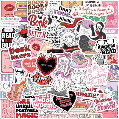 106 Pcs Book Stickers for Kindle, Holographic Dark Romance Bookish Stickers for Adults, Reading Lover Decal for Water Bottles, Laptops, Waterproof Vinyl Booktok Sticker for Adults Ebook Readers