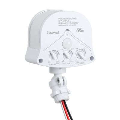 TREEWELL 240 & 360 Replacement Motion Sensor, Adjustable Time & Detection Sensitivity Up to 70 Feet Range, 4 Working Modes Outdoor Motion Detector for Security Floodlight, White, UL Listed