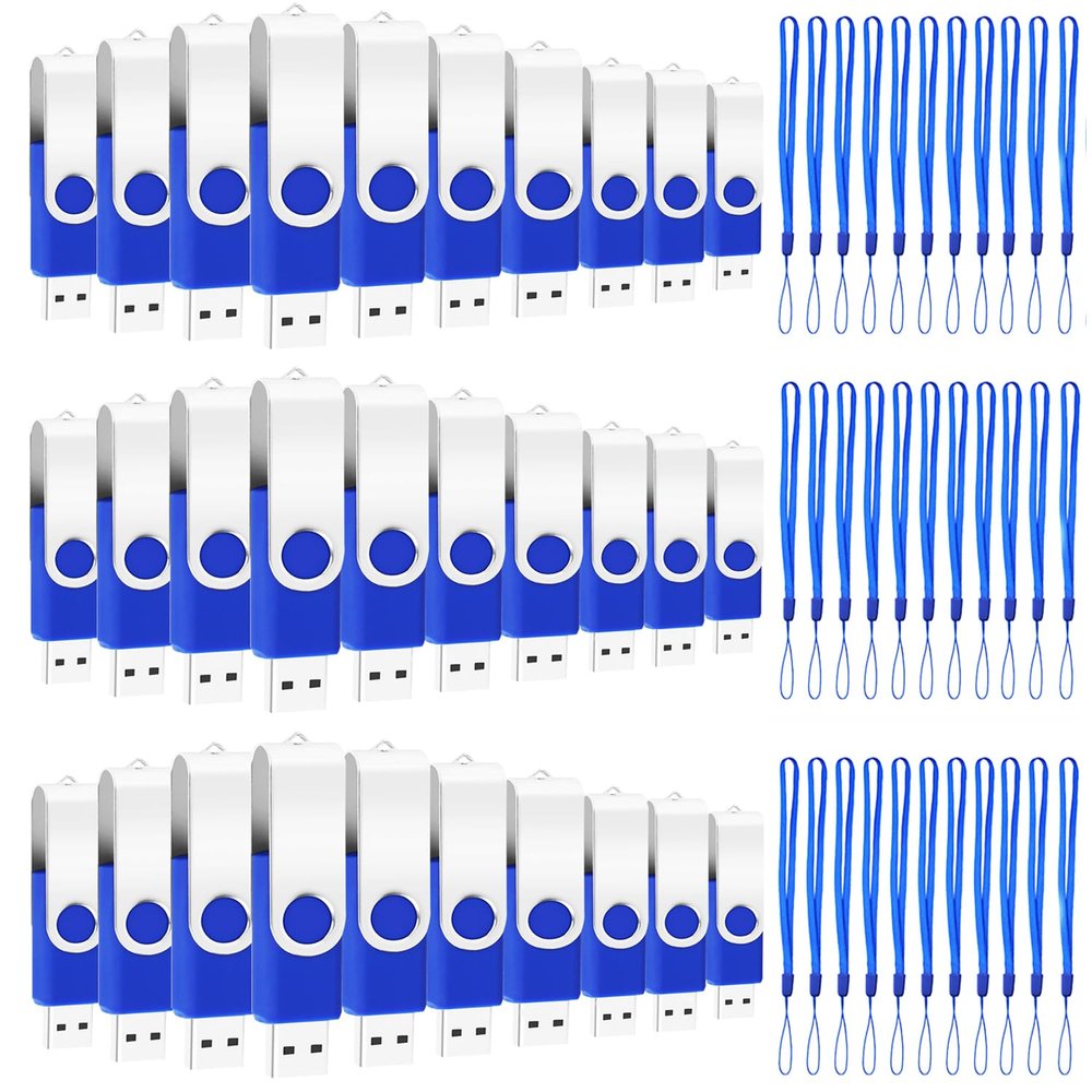 200 Packs of 16GB Flash Drives Bulk EASTBULL Flash Drives Pack 16GB USB2.0 Thumb Drive Bulk with Strings (Blue, 200PCS)