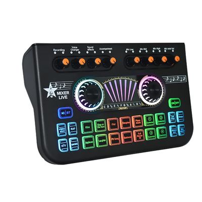 OTDOGUO X3 Live Voice Mixer Audio Interface Console Live Microphone Sound Card for Recording Streaming Smartphone Black