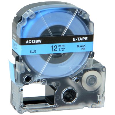 GREENCYCLE 100PK Compatible for LW Label Maker Tape 12mm 0.47 LC-4LBP LC4LBP SC12BW AC12BW Black on Blue Label Tape for LabelWorks SR230C SR3900C SR230C SR950 SR330V SR150V