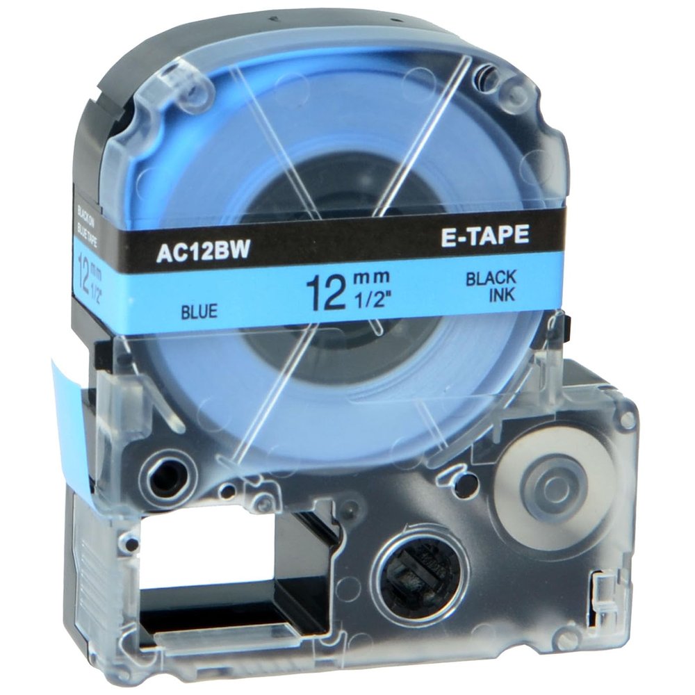GREENCYCLE 100PK Compatible for LW Label Maker Tape 12mm 0.47 LC-4LBP LC4LBP SC12BW AC12BW Black on Blue Label Tape for LabelWorks SR230C SR3900C SR230C SR950 SR330V SR150V