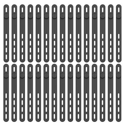 30Pcs Silicone Cable Ties, Reusable Cable Management Organizer, Adjustable Charger Cable Wrap Tie, Multipurpose Silicone Cable Organizer, Electrical Cord Organizer for Travel Home (Black)
