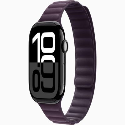 Apple Watch Series 10 [GPS + Cellular, 42mm] - Jet Black Aluminum Case with Blackberry Magnetic Link, M/L (Renewed)