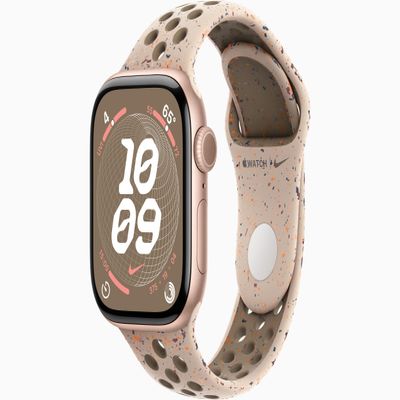 Apple Watch Series 10 [GPS + Cellular, 42mm] - Rose Gold Aluminum Case with Desert Stone Nike Sport Band, M/L (Renewed)