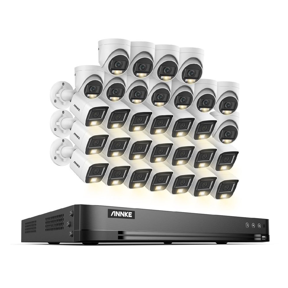 ANNKE 3K Security Camera System, 32 Channel 3K Lite DVR, 12x 3K Outdoor Wired Turret Cameras and 20x 5MP Bullet Cams with Smart Color Night Vision, Built-in Mic, AI Motion Detection, NO Hard Drive