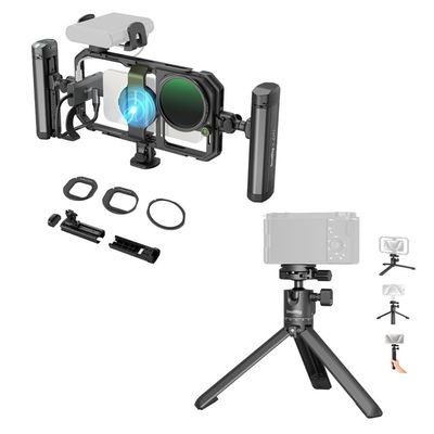 BundleSmallRig x Brandon Li All-in-One Mobile Video Kit 4596+SmallRig Portable Mini Desktop Tripod Compact Small Tabletop Tripod 4630
