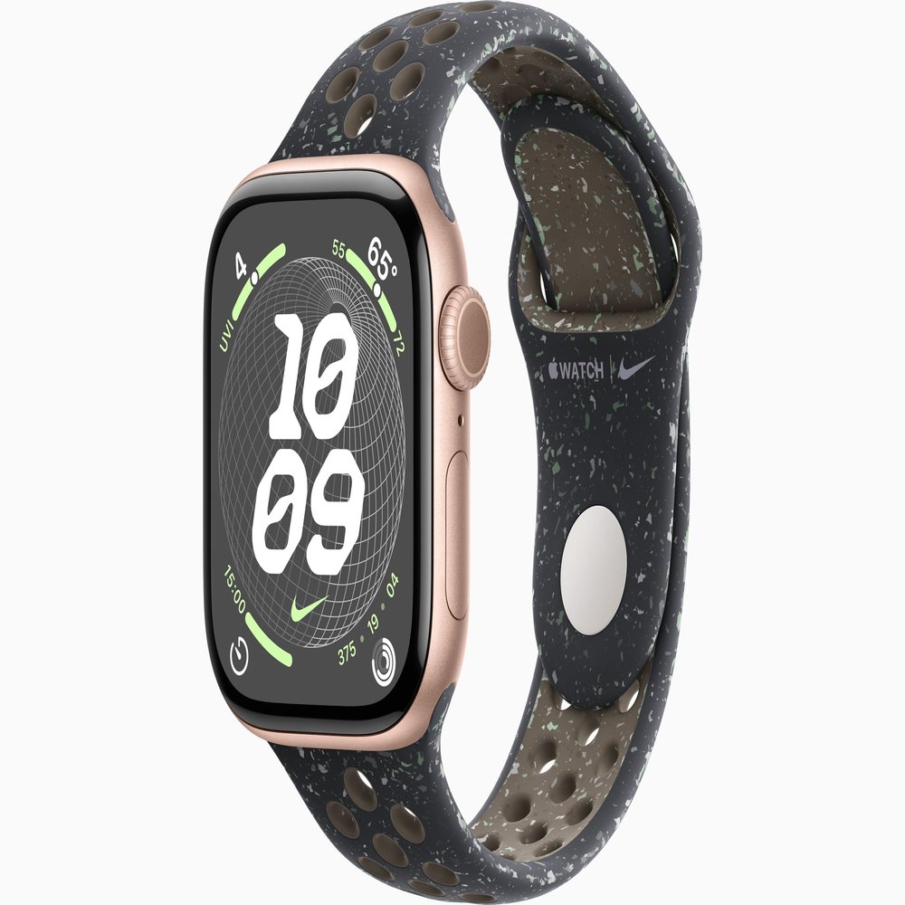 Apple Watch Series 10 [GPS, 42mm] - Rose Gold Aluminum Case with Midnight Sky Nike Sport Band, M/L (Renewed)