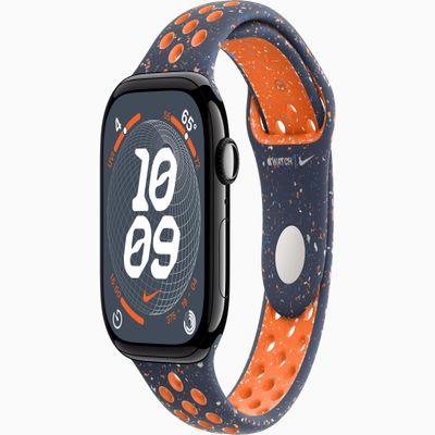 Apple Watch Series 10 [GPS, 46mm] - Jet Black Aluminum Case with Blue Flame Nike Sport Band, S/M (Renewed)