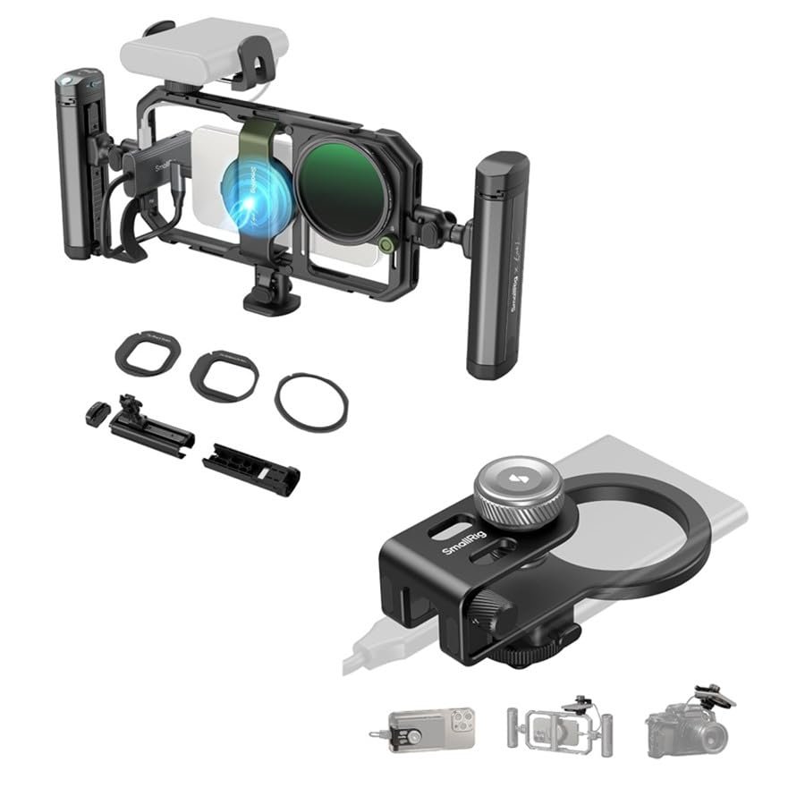 Bundle: SmallRig x Brandon Li All-in-One Mobile Video Kit 4596+SSD Holder 2-in-1 SSD Mount Bracket for MagSafe with Cold Shoe Cable Clamp 4779