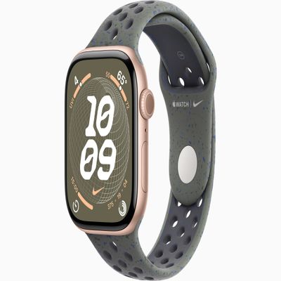 Apple Watch Series 10 [GPS, 42mm] - Rose Gold Aluminum Case with Cargo Khaki Nike Sport Band, S/M (Renewed)