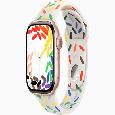 Apple Watch Series 10 [GPS + Cellular, 42mm] - Rose Gold Aluminum Case with Pride Edition Sport Band, S/M (Renewed)