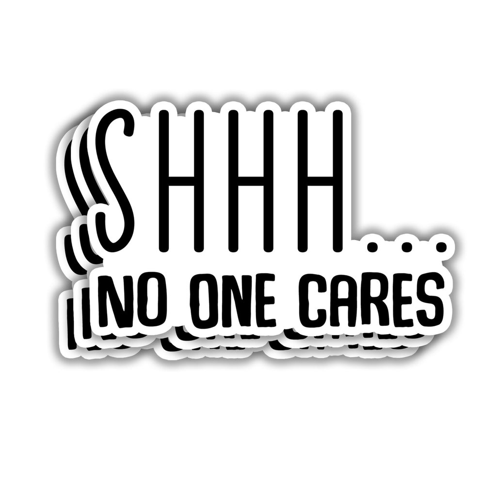(3 pcs) Shhh... No One Cares Funny Sticker for Tumbler Sarcastic Motivational Phrase Inspirational Quote Vinyl Decal for Kindle Laptop Water Bottle Phone Hard Hat - 3x2