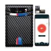 Mens Wallet with Tracker, Rechargeable Wallet Finder, Works with Apple Find My or Bseek, Thin Design, Smart Item Locator (iOS or Android(Carbon Black & Black, Android) view 1