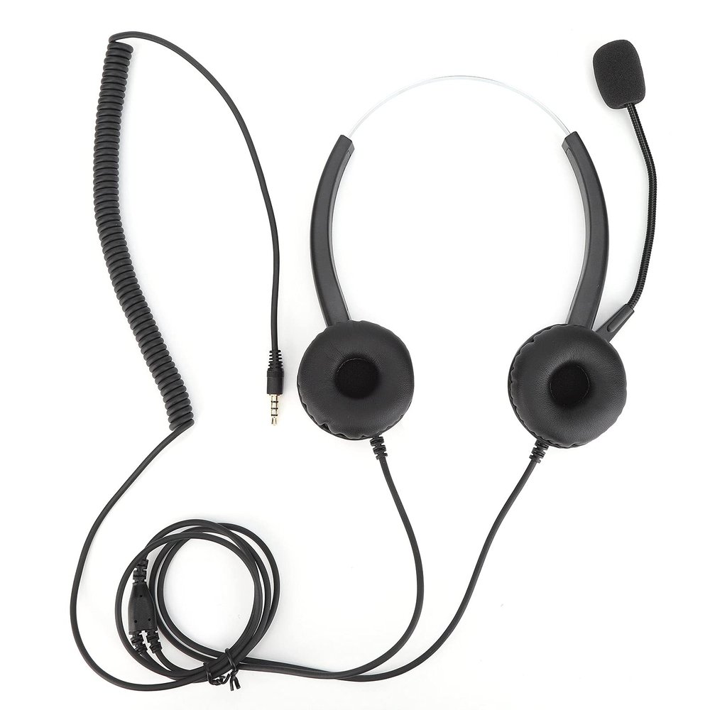 ZIZEV Operator Earphone, 3.5mm Connection Call Center Headset 330 Rotating Earmuffs for Call Center Office for Landline Desktop Phones for Telephone Communication (VH500D-3.5 (Both
