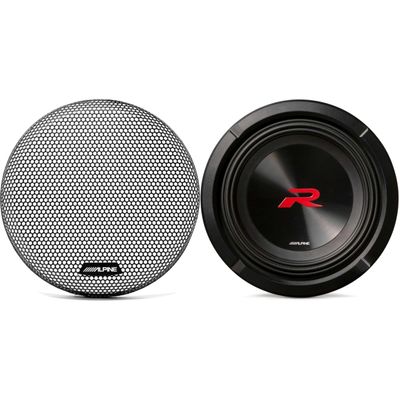 Alpine R2-W8D4 8 in Dual 4-Ohm Subwoofer KTE-8G.3 Grill Bundle