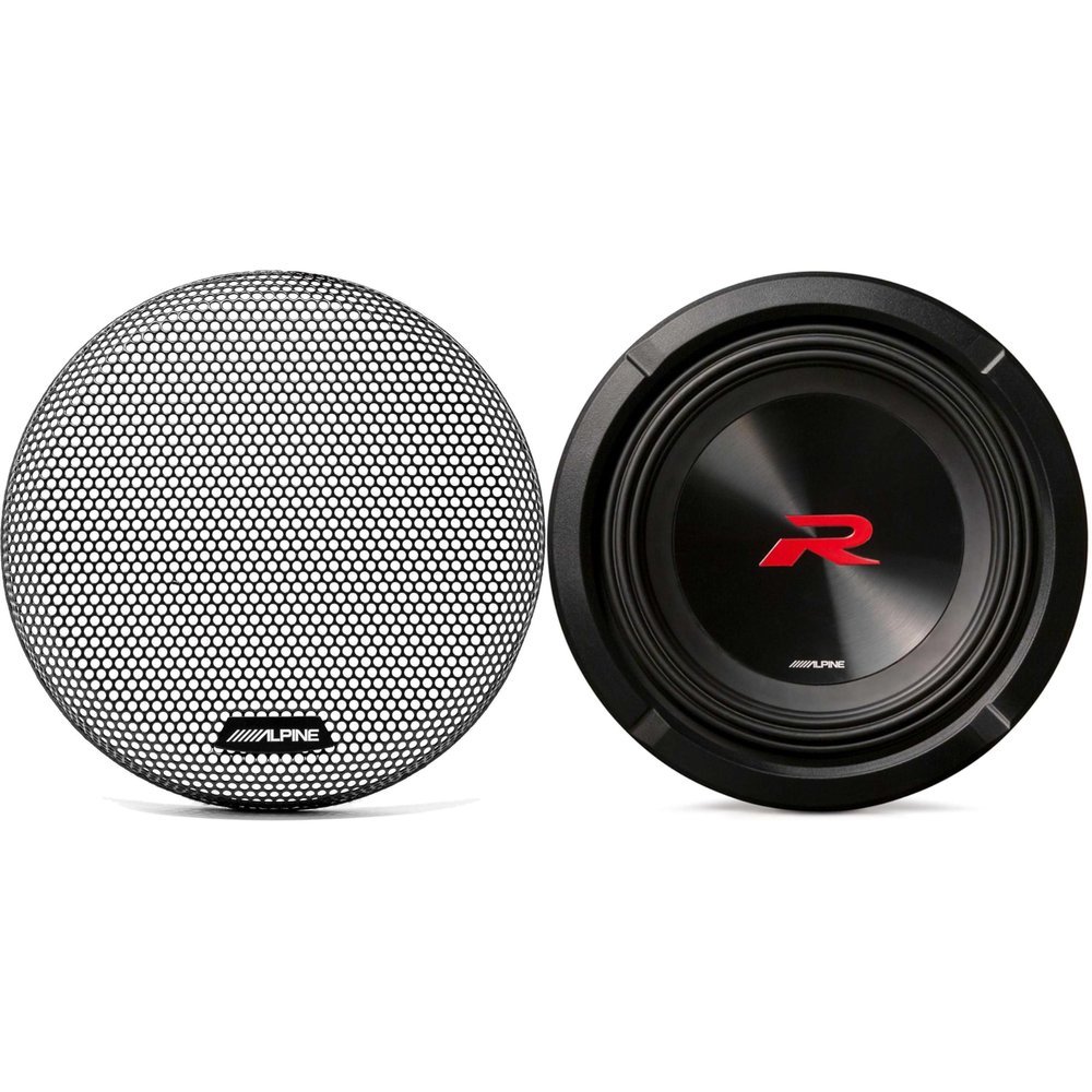 Alpine R2-W8D4 8 in Dual 4-Ohm Subwoofer KTE-8G.3 Grill Bundle
