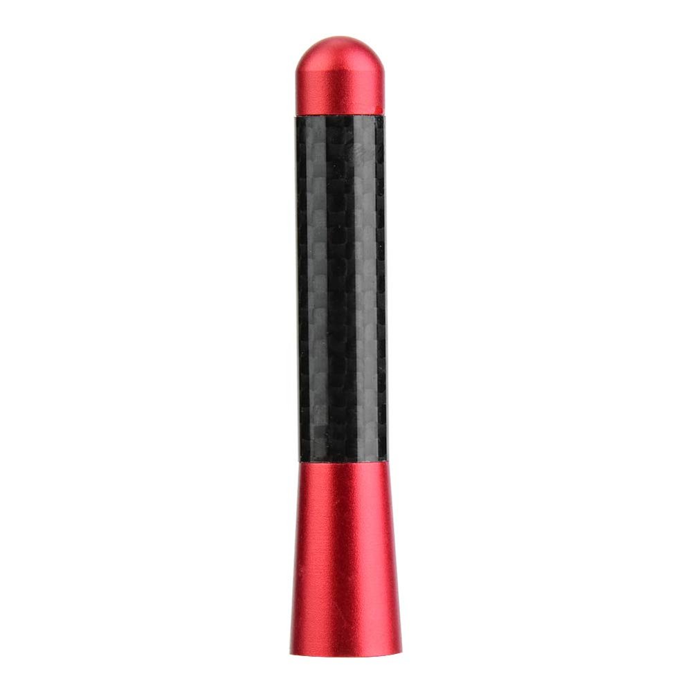 Carbon Fiber Screw Radio Short Antenna Aerial Universal Car Modification 3 Inch Black (Red)