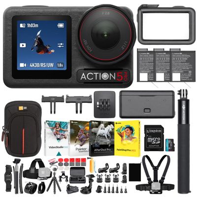 DJI Osmo Action 5 Pro Adventure Combo Bundle with 128GB MicroSDXC Card, Camera Case, 4 Photo Software Bundle and 50-in-1 Action Cam Accessory Set (5 Items)