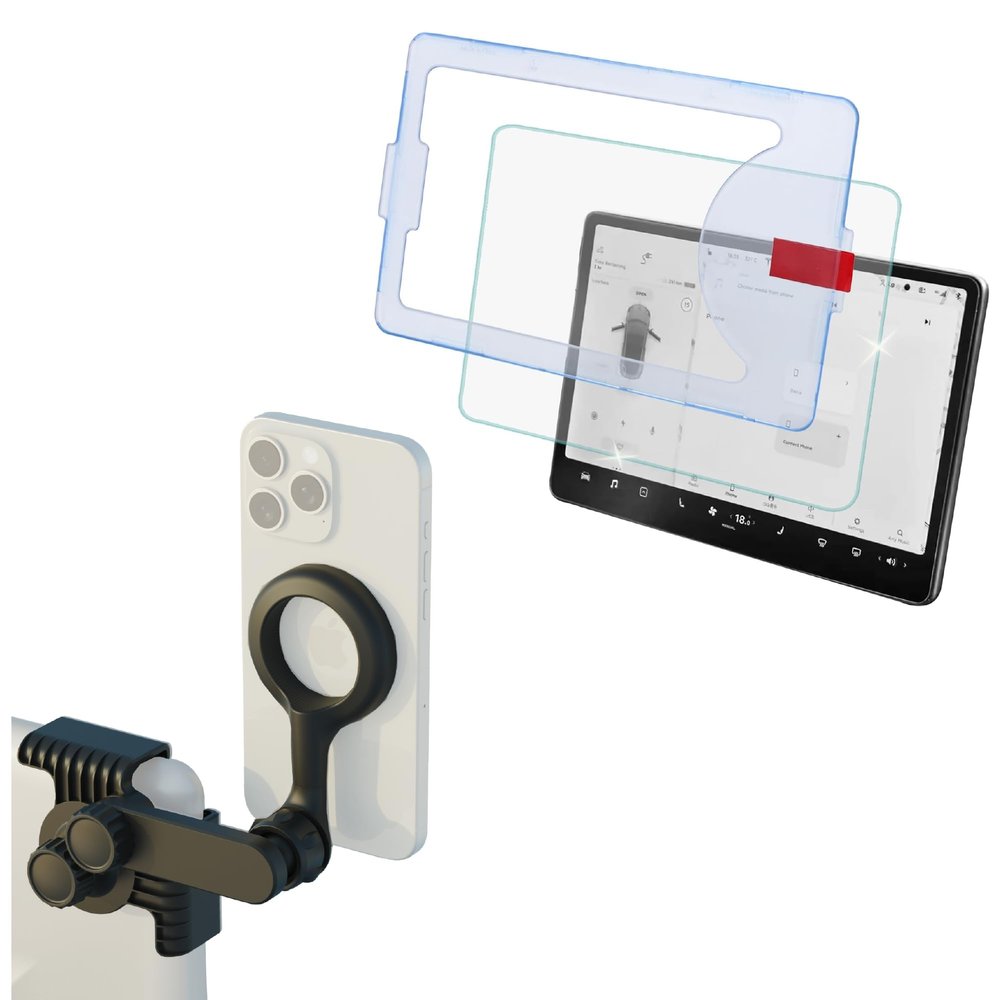 Cyberguys! Magnetic Phone Mount Compatible for Tesla Monitor and Screen Protector for Tesla Model 3 Model Y Center Control Touch Screen Car Navigation