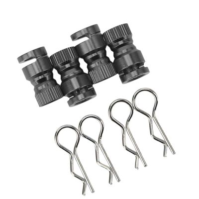 Masyrt 4Pcs Metal RC Car Body Shell Mount Column Magnetic Hole Locator for PC PVC Shell, Tool for Remote Control Cars (Black)