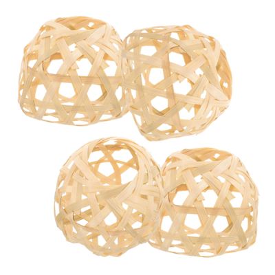 ROMISBABA 4pcs Rustic Style Bamboo Lamp Shade Decorative Ceiling Lamp Cover Handcrafted