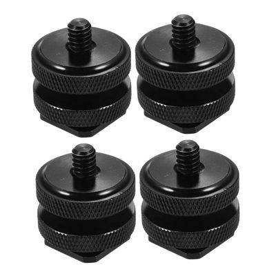 ARTIBETTER 4 Pcs Camera Conversion Screw 1/4 Inch Dual Screw for Hot Shoe Mount Tripod Adapter