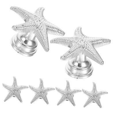 TOBBOMEY 6pcs Sea Star Decorative Cabinet Knobs Zinc Alloy Drawer Pulls Easy Installation Handles for Dresser Wardrobe and Jewelry Box