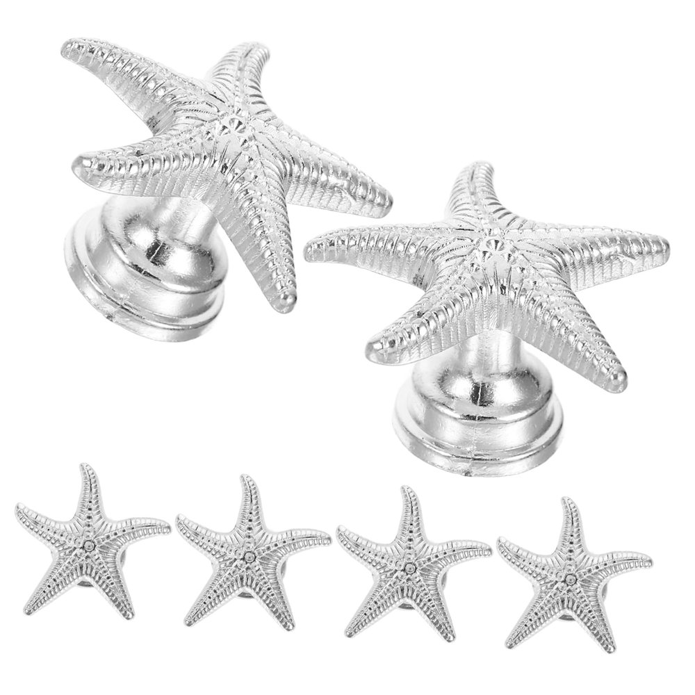 TOBBOMEY 6pcs Sea Star Decorative Cabinet Knobs Zinc Alloy Drawer Pulls Easy Installation Handles for Dresser Wardrobe and Jewelry Box