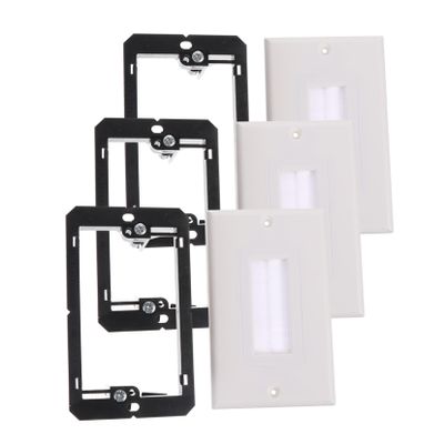 BUTIFULSIC 3pcs Brush Style Wall Plate with Low Voltage Mounting Brackets for Easy Cable Pass-through Unbreakable Thermoplastic for Home Theater and Audio Systems