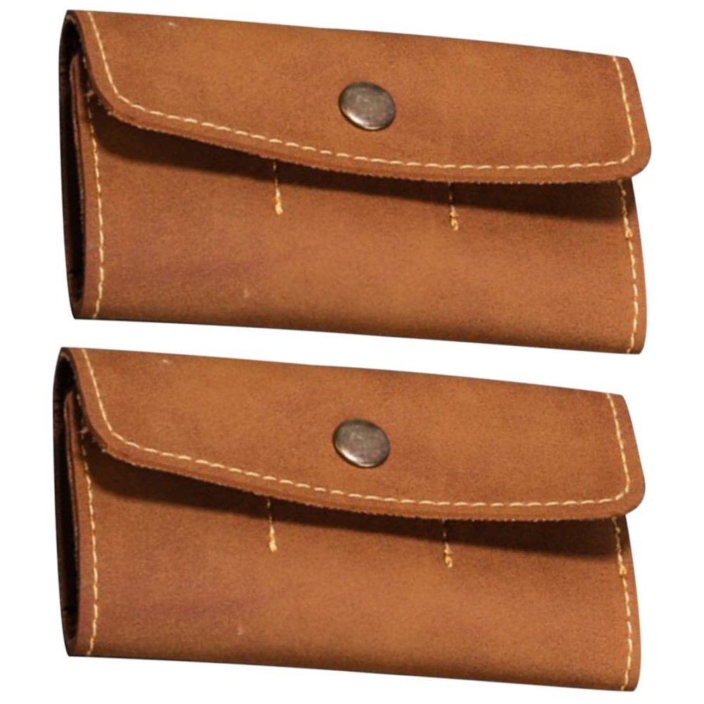 ARTIBETTER 2pcs Retro Memory Card Storage Case Ergonomic Pu Organizer for Micro Cards Water-Resistant Anti-Lost Design for Travel and Daily Use Brown