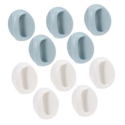 QUMIIRITY 10pcs Self-Adhesive Door Handles No Drilling Auxiliary Pull Handles for Windows Refrigerators and Cabinets Comfortable to Hold Curved Design for Comfortable Use Blue and White Set